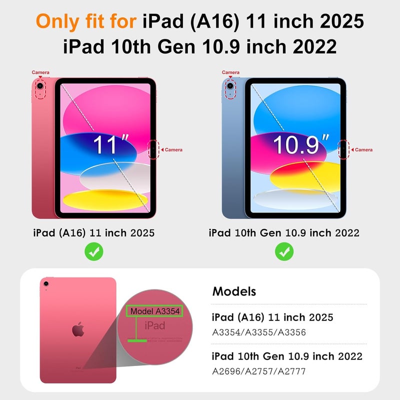 DTTO for iPad (A16) 11th Generation Case 11 Inch 2025, iPad 10th Generation Case 10.9 Inch 2022, Premium Leather Business Folio Stand Cover with Pencil Holder - Auto Wake/Sleep, Orange - Image 2